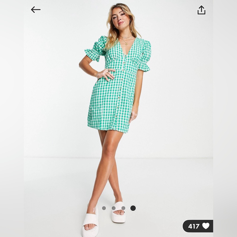 Brand new - Asos - Influence - green gingham summer dress - size 4